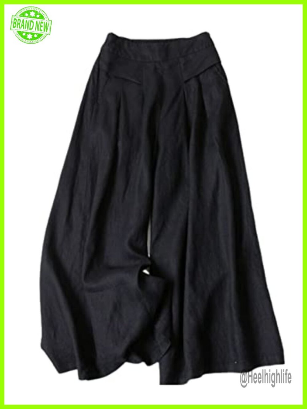 Linen Wide Leg Palazzo Cropped Pants Pleated High Rise Pull On